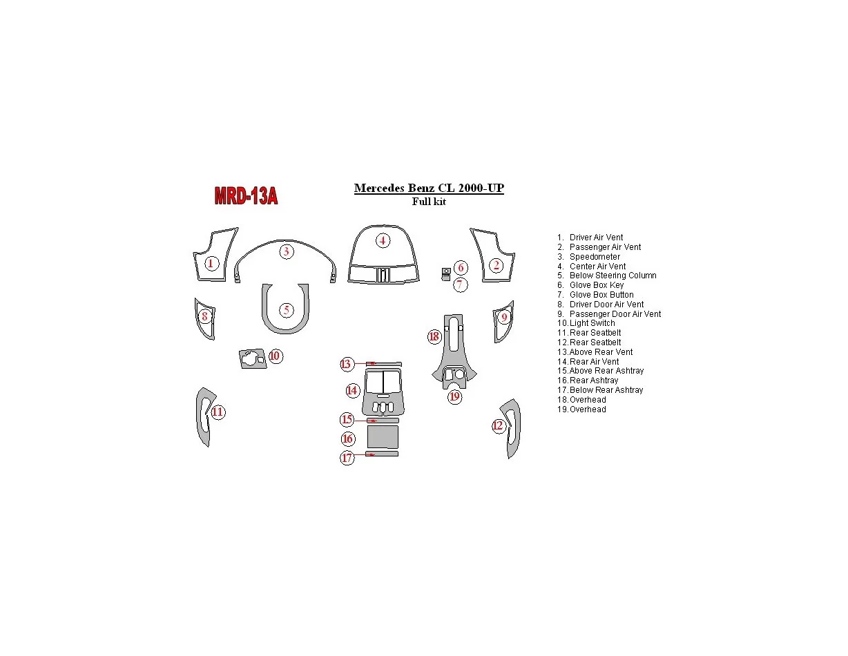 Mercedes Benz CL Class 2000-UP Kompletná súprava interiéru BD Dash Trim Kit - 1