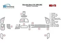 Mercedes Benz CLK 1998-2002 Kompletná sada, skladacia strecha-Kabrio interiér BD Dash Trim Kit - 1