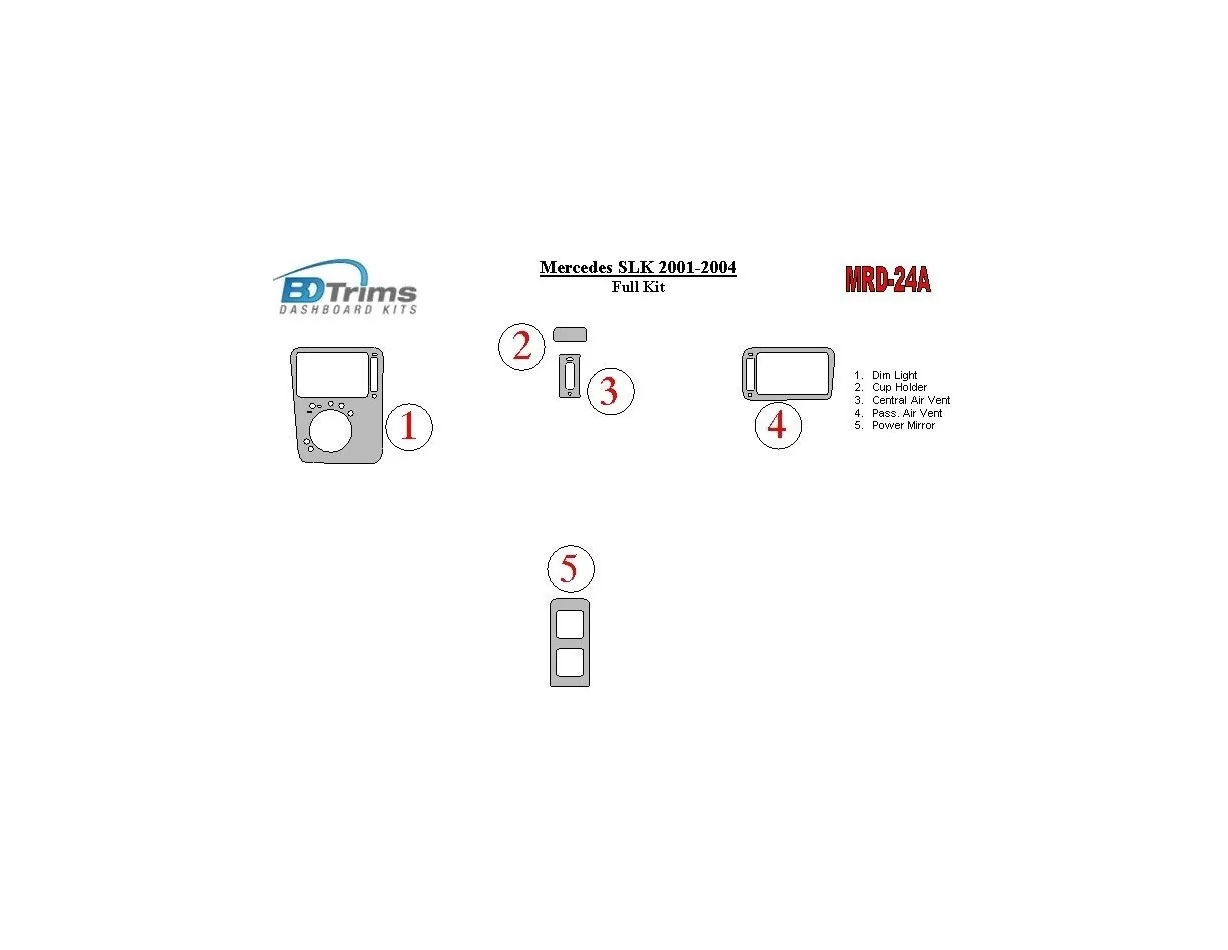 Mercedes Benz SLK 2001-2004 Kompletná súprava interiéru BD Dash Trim Kit - 1