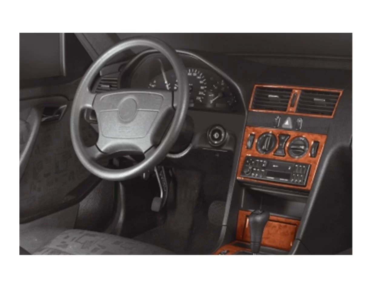 Mercedes C-Class W202 09.95-05.97 3D súprava obloženia palubnej dosky interiéru 12-dielna súprava obloženia palubnej dosky - 1