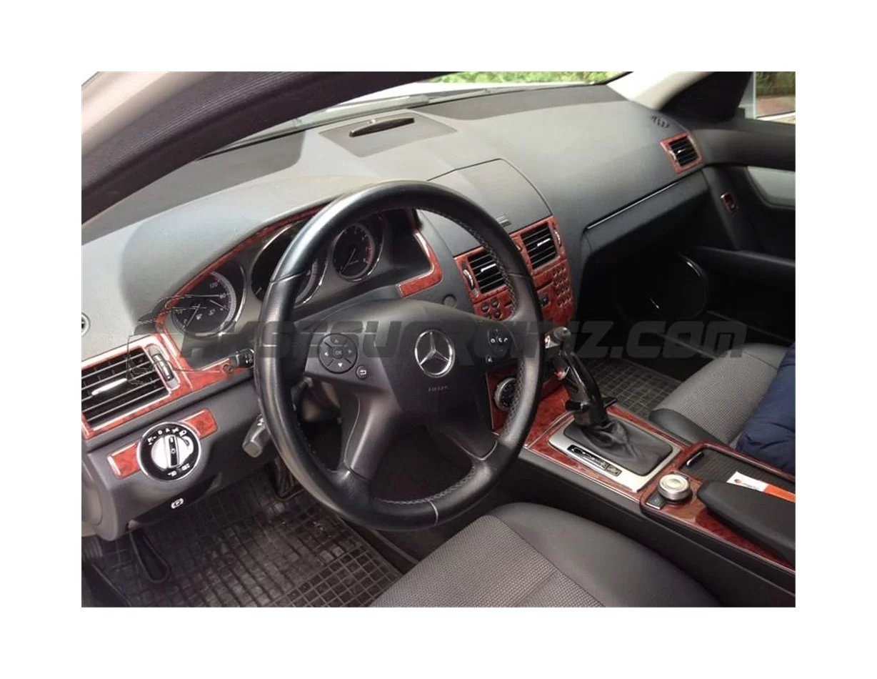 Mercedes C-Class W204 01.2006 Súprava obloženia palubnej dosky 3D interiéru Dekorácia palubnej dosky 17 dielov - 1