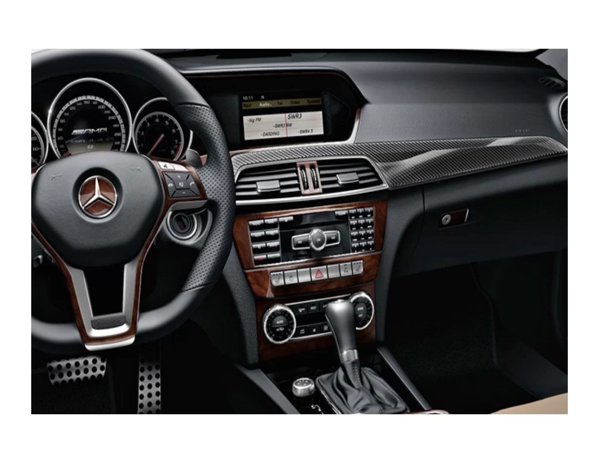 Mercedes C-class W205 2015 – súčasná 3D súprava obloženia palubnej dosky interiéru 18-dielna súprava obloženia palubnej dosky - 