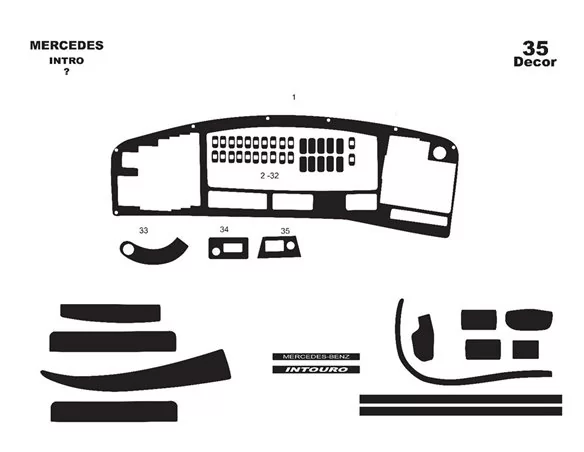 Mercedes Intro 06.03-06.05 Súprava obloženia palubnej dosky 3D interiéru Dekorácia palubnej dosky 13 dielov - 1