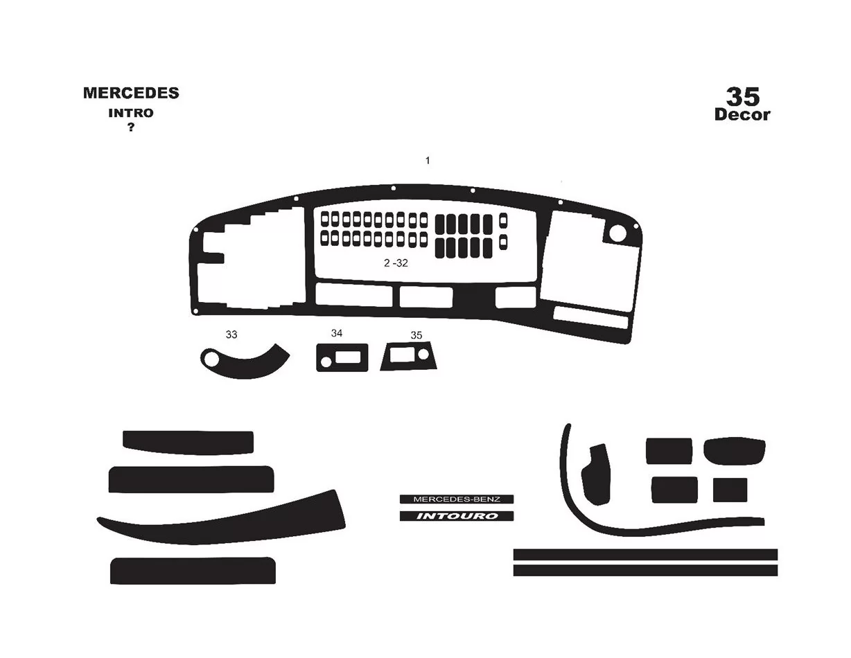 Mercedes Intro 06.03-06.05 Súprava obloženia palubnej dosky 3D interiéru Dekorácia palubnej dosky 13 dielov - 1