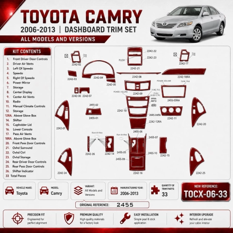 Toyota Corolla 2009 3D sada dekorov interiéru palubnej dosky 33-dielna