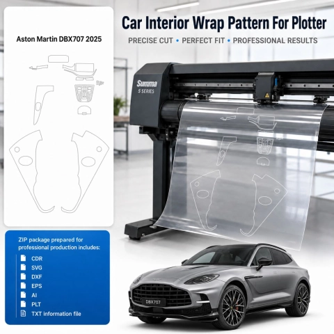 Šablóna rezu interiéru Aston Martin Dbx707 2025 pre PPF a fóliu