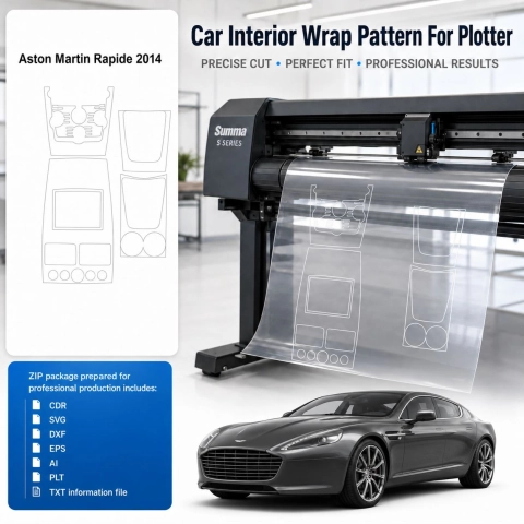 Šablóna rezu interiéru Aston Martin Rapide 2014 pre PPF a fóliu