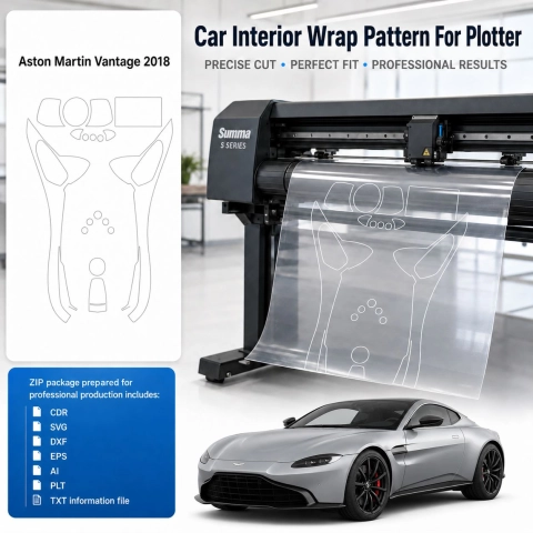 Šablóna rezu interiéru Aston Martin Vantage 2018 pre PPF a fóliu