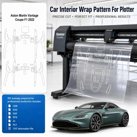 Šablóna rezu interiéru Aston Martin Vantage Coupe F1 2022 pre PPF a fóliu