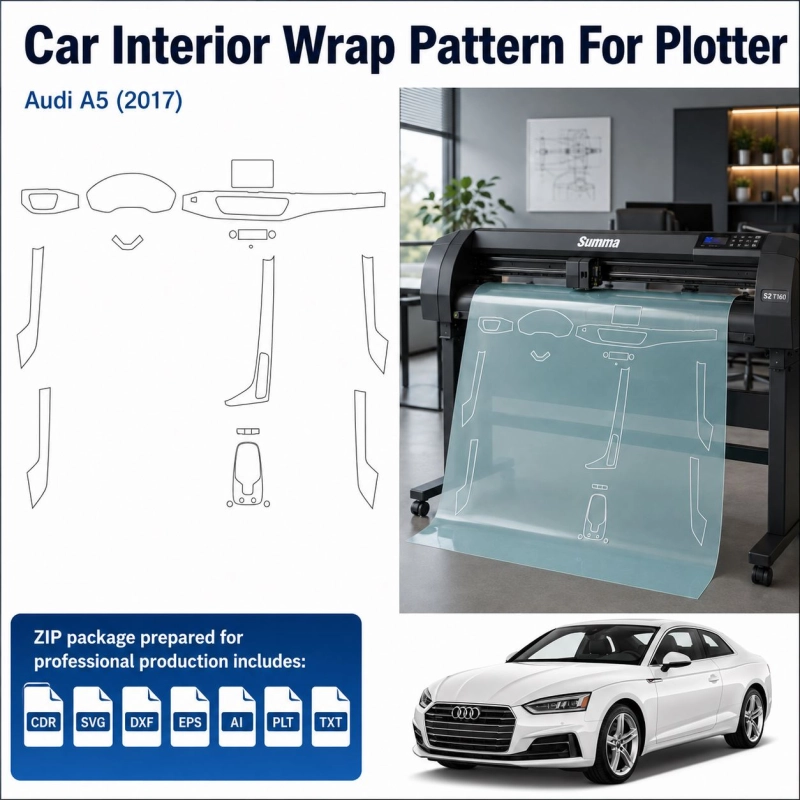 Šablóna rezu interiéru Audi A5 2017 pre PPF a fóliu