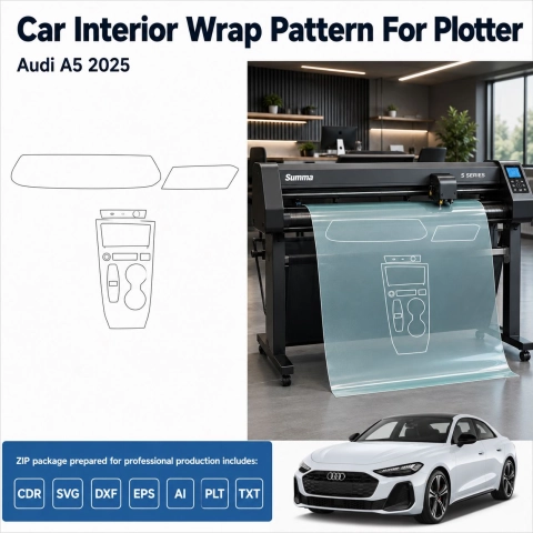 Šablóna rezu interiéru Audi A5 2025 pre PPF a fóliu
