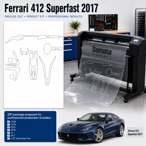 Šablóna rezu interiéru Ferrari 412 Superfast 2017 pre PPF a fóliu