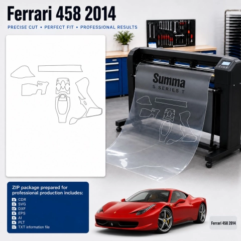 Šablóna rezu interiéru Ferrari 458 2014 pre PPF a fóliu