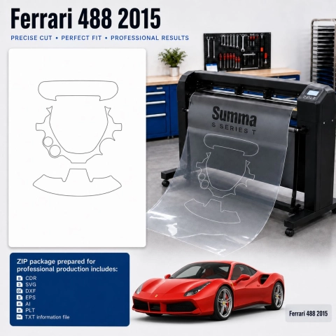 Šablóna rezu interiéru Ferrari 488 2015 pre PPF a fóliu