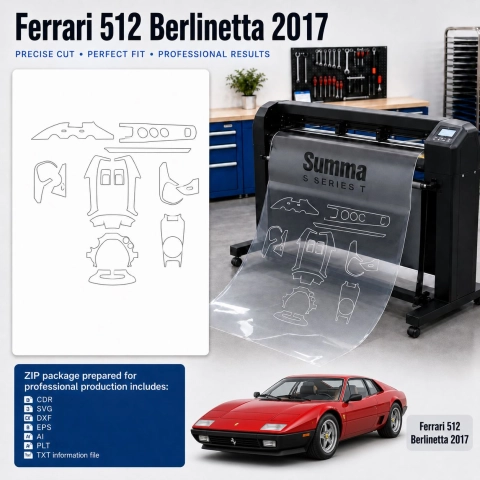 Šablóna rezu interiéru Ferrari 512 Berlinetta 2017 pre PPF a fóliu