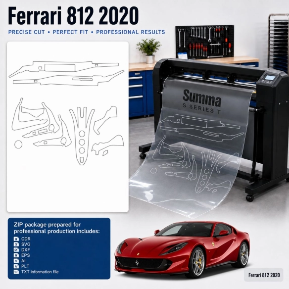 Šablóna rezu interiéru Ferrari 812 2020 pre PPF a fóliu