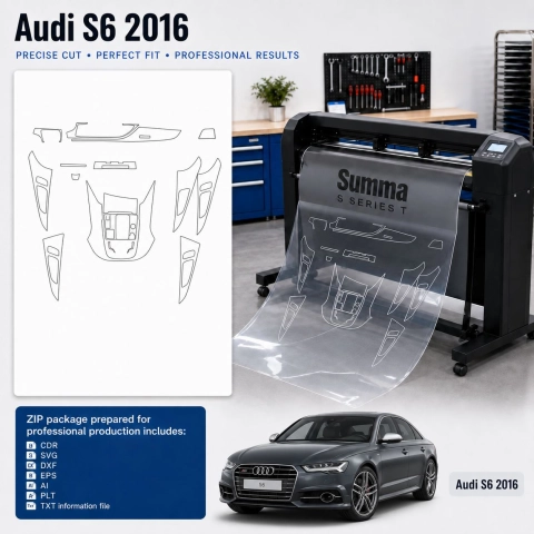 Šablóna rezu interiéru Audi S6 2016 pre PPF a fóliu