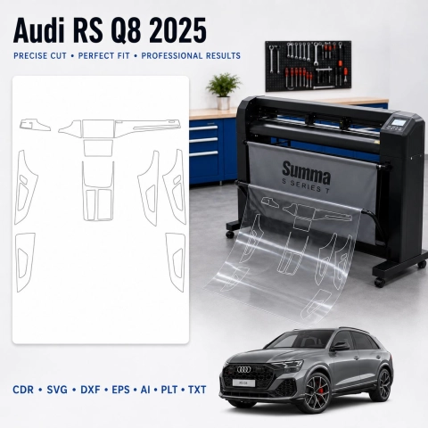 Šablóna rezu interiéru Audi Rs Q8 2025 pre PPF a fóliu
