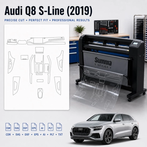 Šablóna rezu interiéru Audi Q8 S Line 2019 pre PPF a fóliu