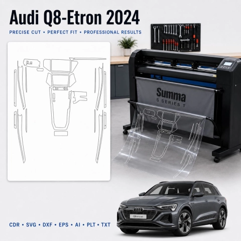 Šablóna rezu interiéru Audi Q8 Etron 2024 pre PPF a fóliu