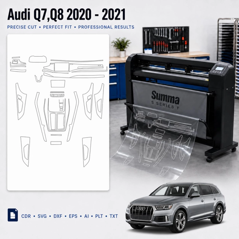 Šablóna rezu interiéru Audi Q7q8 2020 2021 pre PPF a fóliu