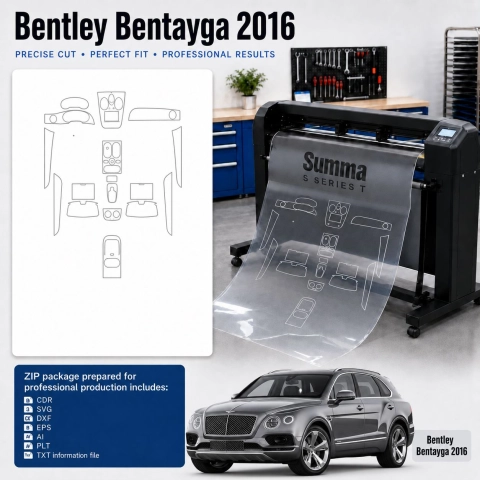Šablóna rezu interiéru Bentley Bentayga 2016 pre PPF a fóliu