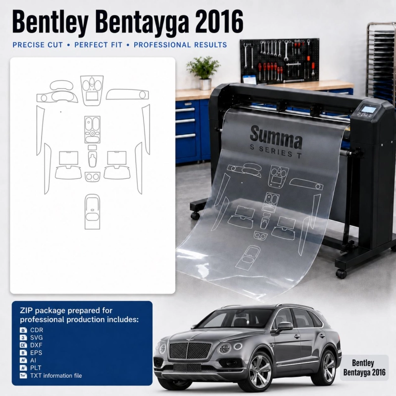 Šablóna rezu interiéru Bentley Bentayga 2016 pre PPF a fóliu