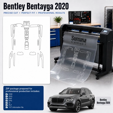 Šablóna rezu interiéru Bentley Bentayga 2020 pre PPF a fóliu