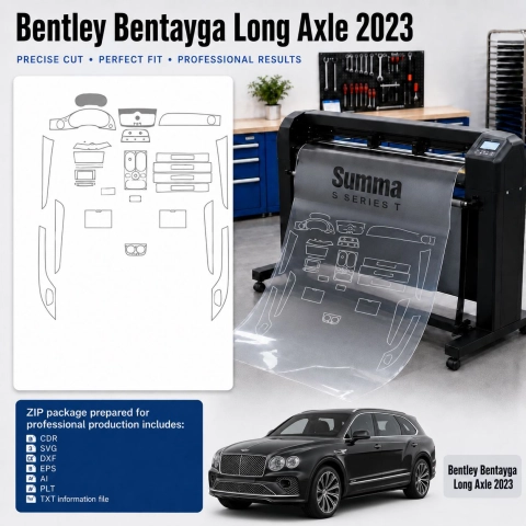 Šablóna rezu interiéru Bentley Bentayga Long Axle 2023 pre PPF a fóliu