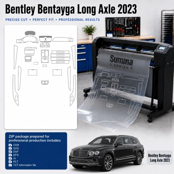 Šablóna rezu interiéru Bentley Bentayga Long Axle 2023 pre PPF a fóliu