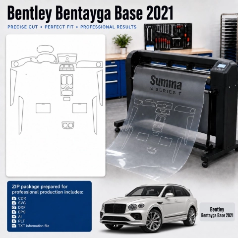 Šablóna rezu interiéru Bentley Benteyga Base 2021 pre PPF a fóliu