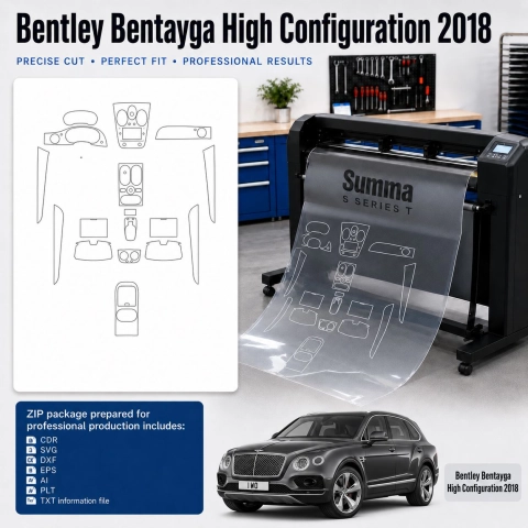 Šablóna rezu interiéru Bentley Benteyga High Configration 2018 pre PPF a fóliu