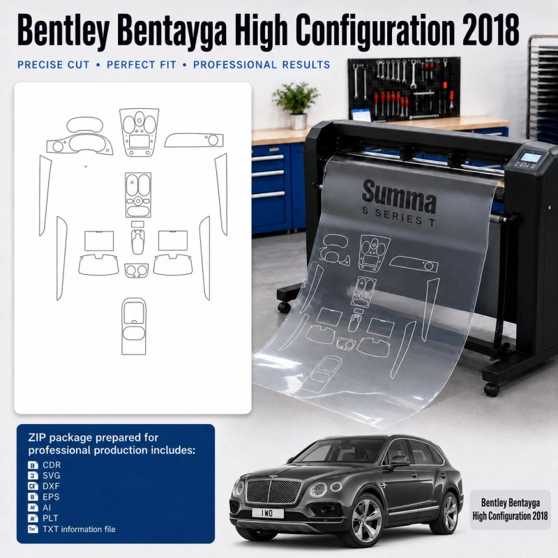 Šablóna rezu interiéru Bentley Benteyga High Configration 2018 pre PPF a fóliu