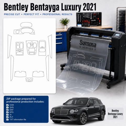 Šablóna rezu interiéru Bentley Benteyga Luxury 2021 pre PPF a fóliu