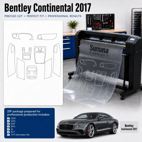 Šablóna rezu interiéru Bentley Continental 2017 pre PPF a fóliu