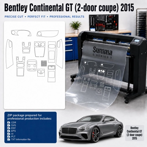 Šablóna rezu interiéru Bentley Continental GT 2 Door Coupe 2015 pre PPF a fóliu