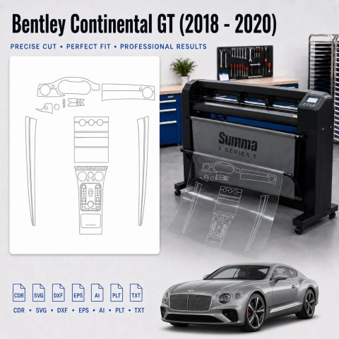 Šablóna rezu interiéru Bentley Continental GT 2018 2020 pre PPF a fóliu