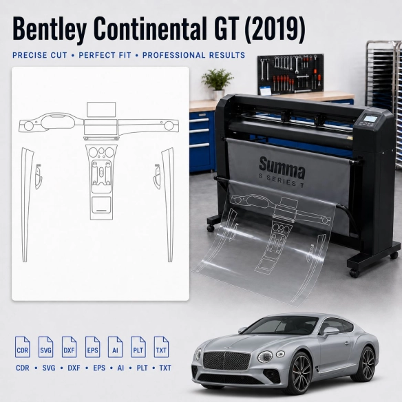 Šablóna rezu interiéru Bentley Continental GT 2019 pre PPF a fóliu