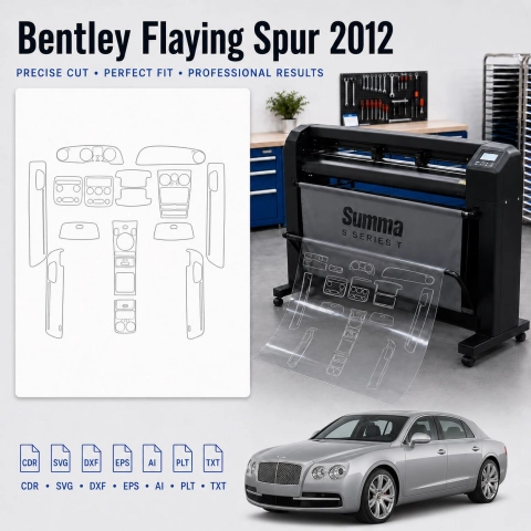 Šablóna rezu interiéru Bentley Flaying Spur 2012 pre PPF a fóliu