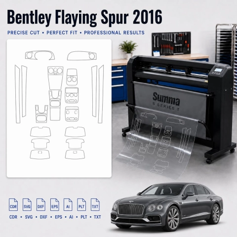 Šablóna rezu interiéru Bentley Flaying Spur 2016 pre PPF a fóliu