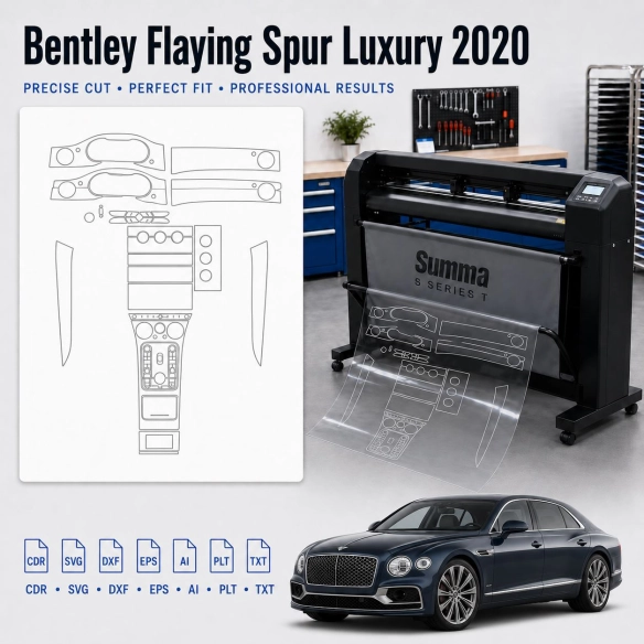 Šablóna rezu interiéru Bentley Flaying Spur Luxury 2020 pre PPF a fóliu
