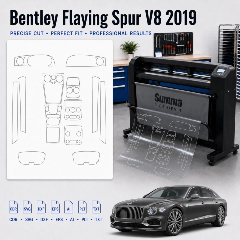 Šablóna rezu interiéru Bentley Flaying Spur V8 2019 pre PPF a fóliu