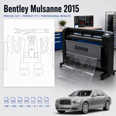 Šablóna rezu interiéru Bentley Mulsanne 2015 pre PPF a fóliu