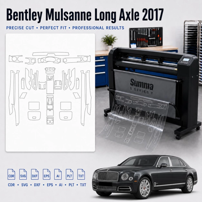 Šablóna rezu interiéru Bentley Mulsanne Long Axle 2017 pre PPF a fóliu