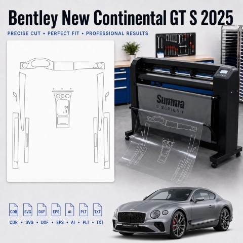 Šablóna rezu interiéru Bentley New Continental GT S 2025 pre PPF a fóliu