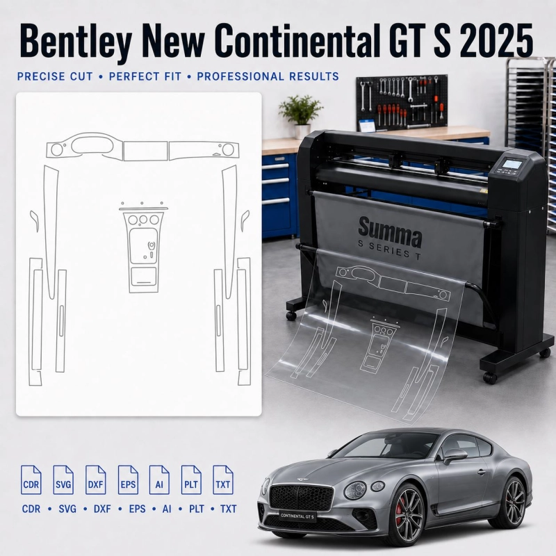 Šablóna rezu interiéru Bentley New Continental GT S 2025 pre PPF a fóliu