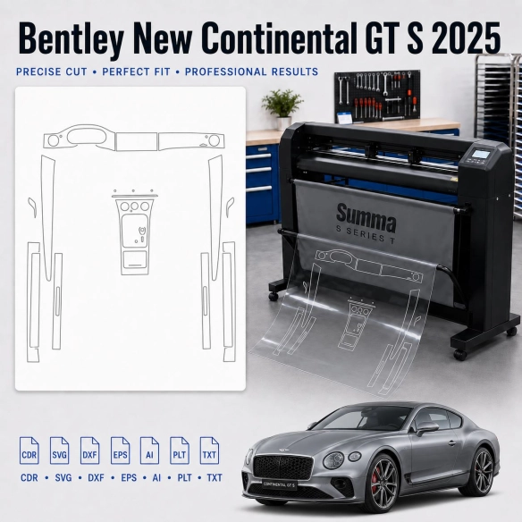 Šablóna rezu interiéru Bentley New Continental GT S 2025 pre PPF a fóliu