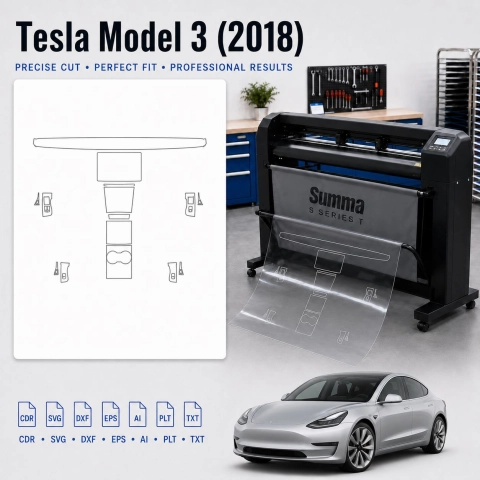 Šablóna rezu interiéru Tesla Model 3 2018 pre PPF a fóliu