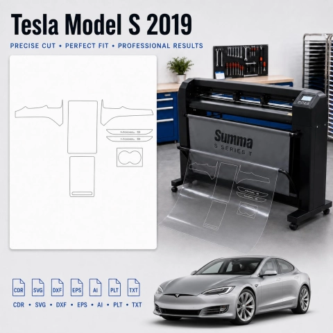 Šablóna rezu interiéru Tesla Model S 2019 pre PPF a fóliu