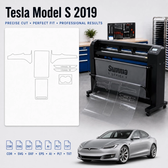 Šablóna rezu interiéru Tesla Model S 2021 Plaid pre PPF a fóliu